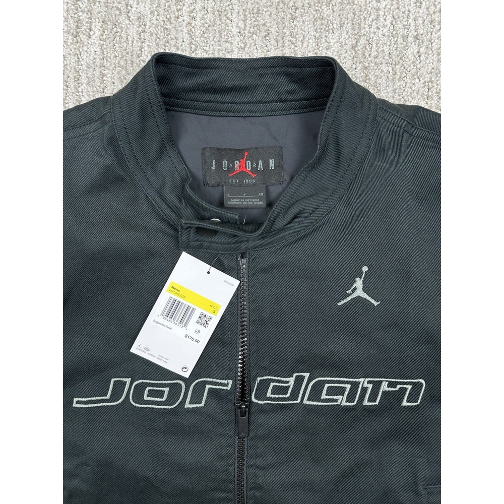 New Jordan Brooklyn Motorsport Jacket Black/Iron‎ Grey HV1048-010 Men's Small - Picture 2 of 13